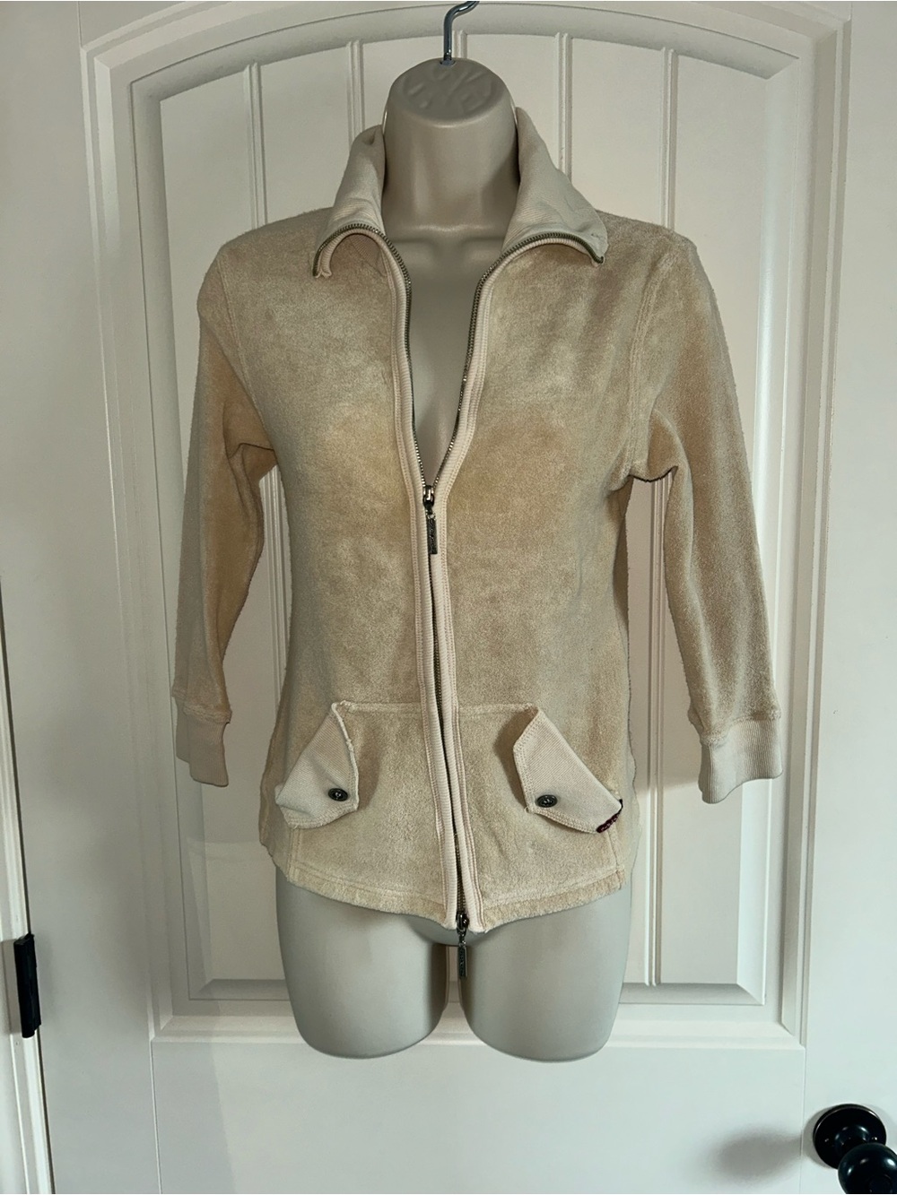 NEW Hard Tail Cream Zip-Front Terry Teddy Jacket Sz S
